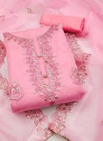 Pure Organza Pink Traditional Wear Sequence Work Dress Material